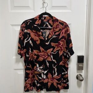 Express Black and Brown Floral Men's Shirt